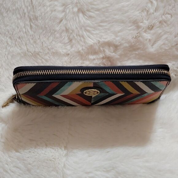 Tory Burch Continental Long Zip Around Wallet 👛 Rare Geometric Print Like New - Picture 4 of 10